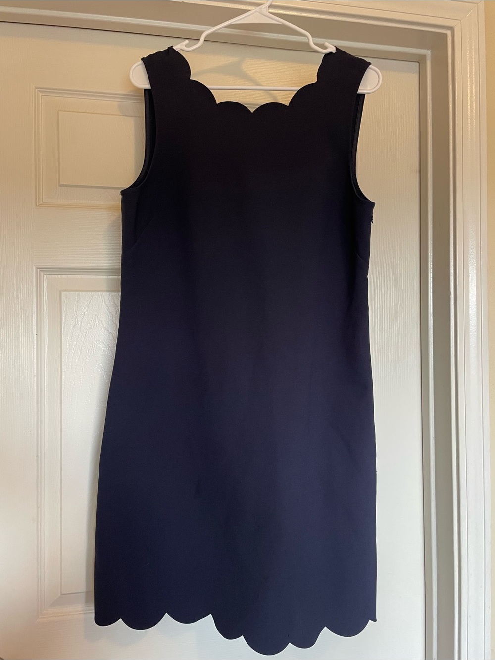 J. Crew Classic Scallop-Edge Navy Sleeveless Sheath Dress